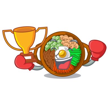 Masada bibimbap karikatür içeren boks kazanan plaka