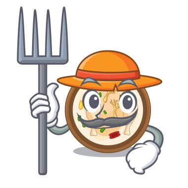 Çiftçi Samgyetang sıcak karikatür kase hizmet