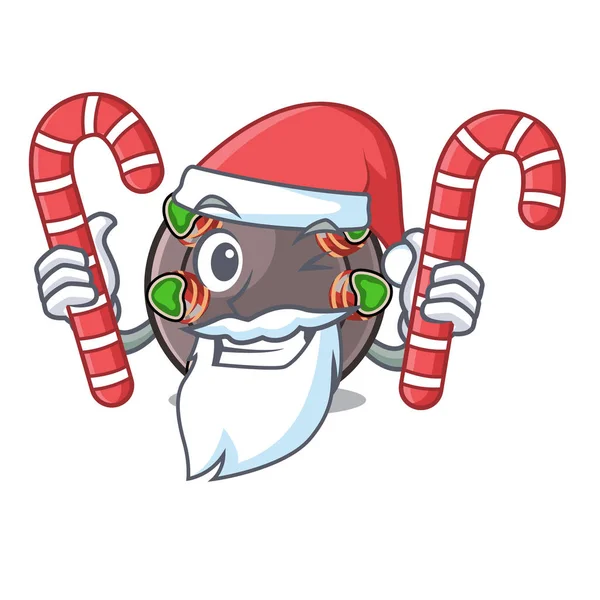 Santa with candy escargot in the a cartoon shape — Stock Vector