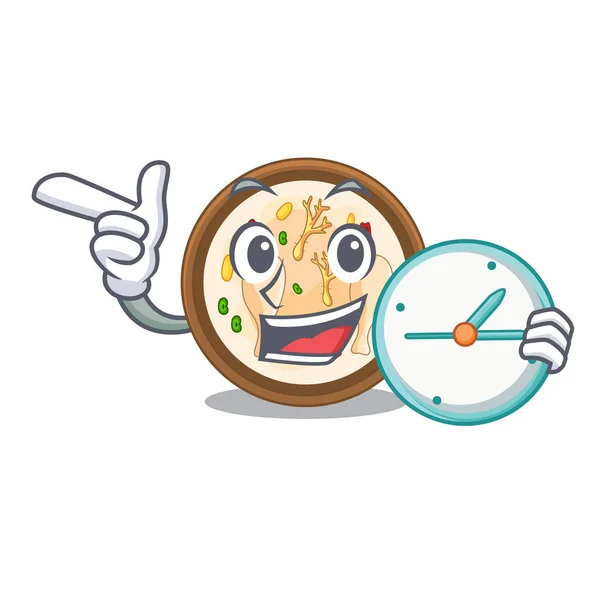 With clock samgyetang isolated with in the mascot — 스톡 벡터