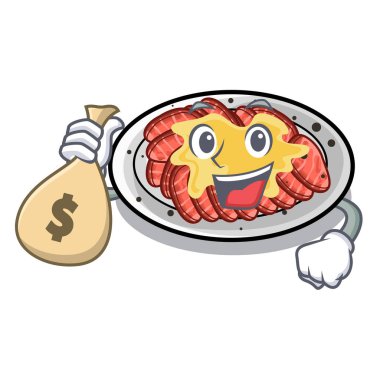 Para çantalı Carpaccio karikatür tabaklarında servis edilir.