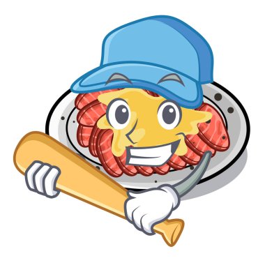 Beyzbol carpaccio oynamak karikatür plakaları üzerinde servis edilir