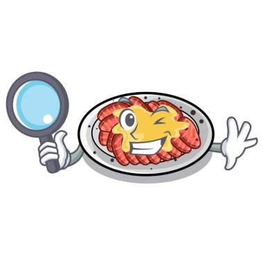 Ahşap karikatür masanın üzerinde Dedektif carpaccio