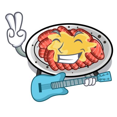 Gitar carpaccio maskot ile izole