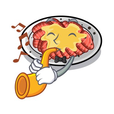 Maskotla izole edilmiş trompet carpaccio