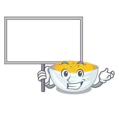 Bir tavada tahta karikatür kızarmış erişte getir