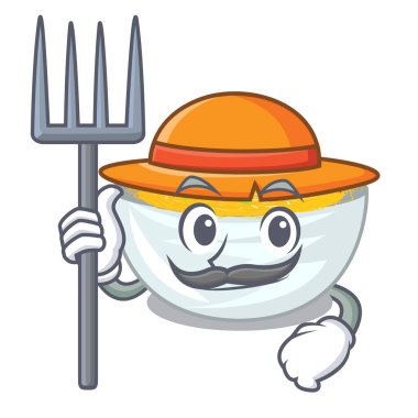 Bir tavada Çiftçi karikatür kızarmış erişte