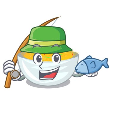 Balıkçılık Kızarmış erişte karikatür tavada servis