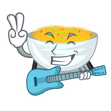 Çizgi film tavasında servis edilen kızarmış erişteyle.