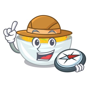 Explorer Fried noodles karikatür tavada servis