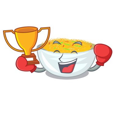 Maskot şeklinde boks kazanan kızarmış erişte