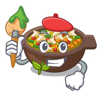 Sanatçı minestrone karikatür ile izole