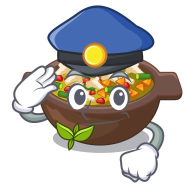 Polis minestrone karikatür ile izole