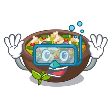 Dalış minestrone karikatür kase servis edilir