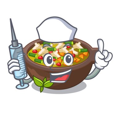 Hemşire minestrone karikatür kase servis edilir