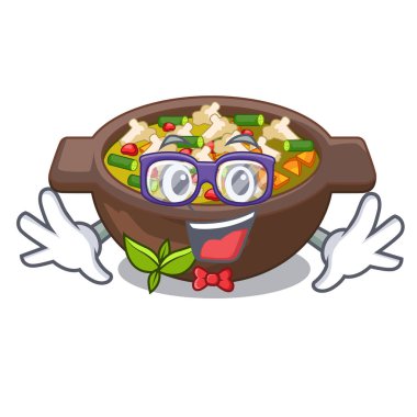 Geek minestrone karikatür kase servis edilir