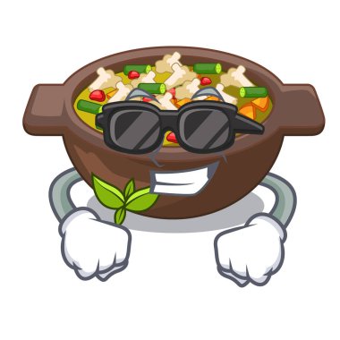 Süper serin minestrone karikatür kase servis edilir