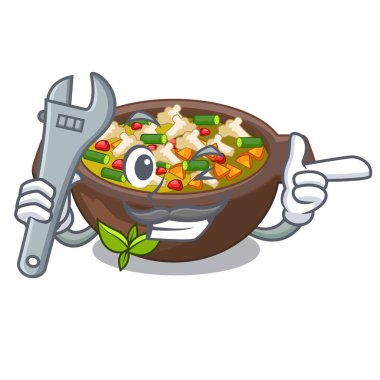 Maskot masasının üstündeki mekanik minestrone plakası