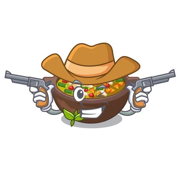 Cowboy Minestrone geïsoleerd met in de cartoon — Stockvector