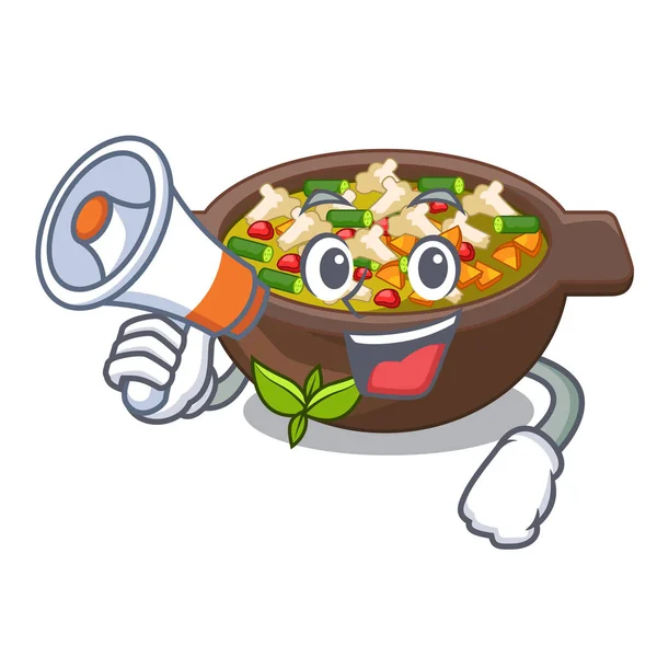 With megaphone minestrone isolated with in the cartoon — Stock Vector