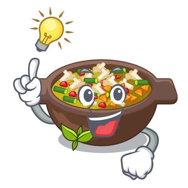 Tener una idea minestrone plato por encima de la mesa de la mascota — Vector de stock