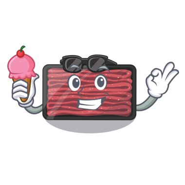 With ice cream minced meat on a mascot plate