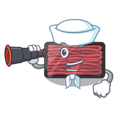 Karikatür buzdolabında dürbün kıyma ile Denizci