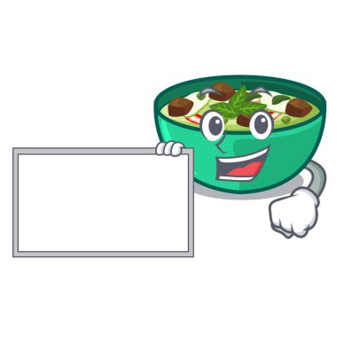 With board green churry served in cartoon bowl