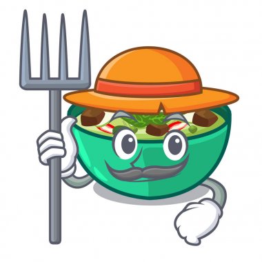 Çiftçi yeşil crush karikatür kase servis