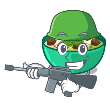 Ordu yeşil acele karikatür kase servis