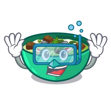 Maskot masa ahşap üzerinde Dalış yeşil krush