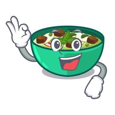 Maskot masa ahşap üzerinde Tamam yeşil crush