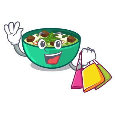 Maskot masa ahşap üzerinde Alışveriş yeşil crush