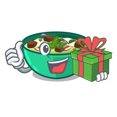 With gift green curry in the character shape