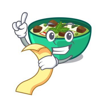 With menu green curry in the character shape