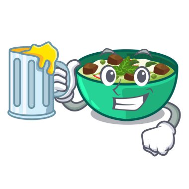 With juice green curry in the character shape