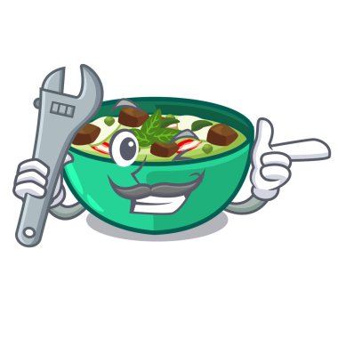 Mekanik yeşil krush karikatür ile izole