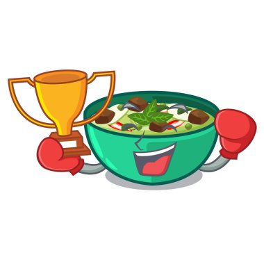 Boks kazanan yeşil krush karikatür ile izole