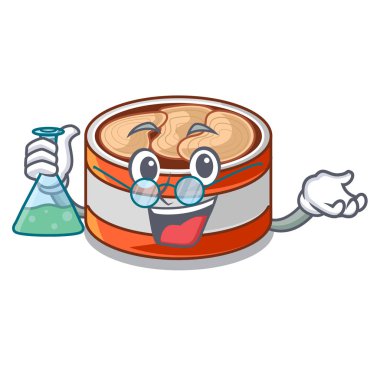 Karakter ahşap masa nın üzerinde Profesör konserve ton balığı