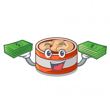 With money bag canned tuna in the cartoon shape
