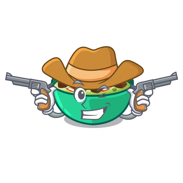 Cowboy Green Churry serviert in Cartoon-Schüssel — Stockvektor