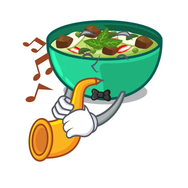 With trumpet green curry in the character shape — Stock Vector