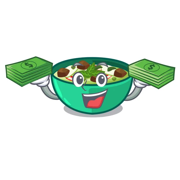 Con bolsa de dinero verde curry en la forma del personaje — Archivo Imágenes Vectoriales