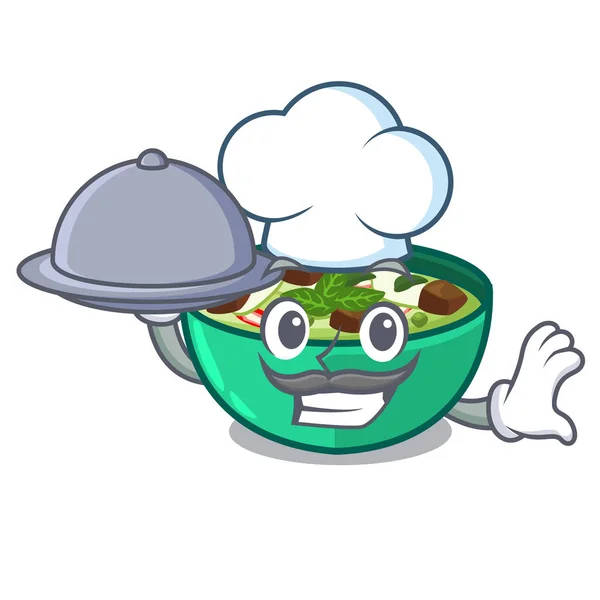 Шеф-кухар з їжею зеленого каррі у формі персонажа — стоковий вектор