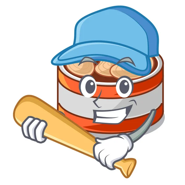 Jouer au baseball thon en conserve isolé avec en mascotte — Image vectorielle