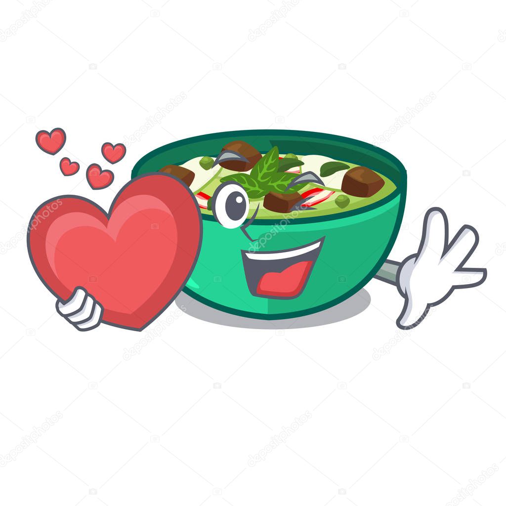 With heart green curry in the character shape