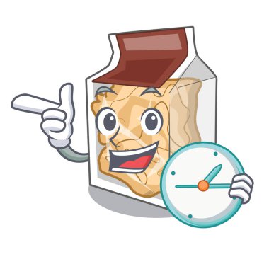 With clock pork rinds in a cartoon jar
