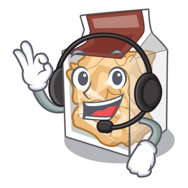 With headphone pork rinds in the character plastic