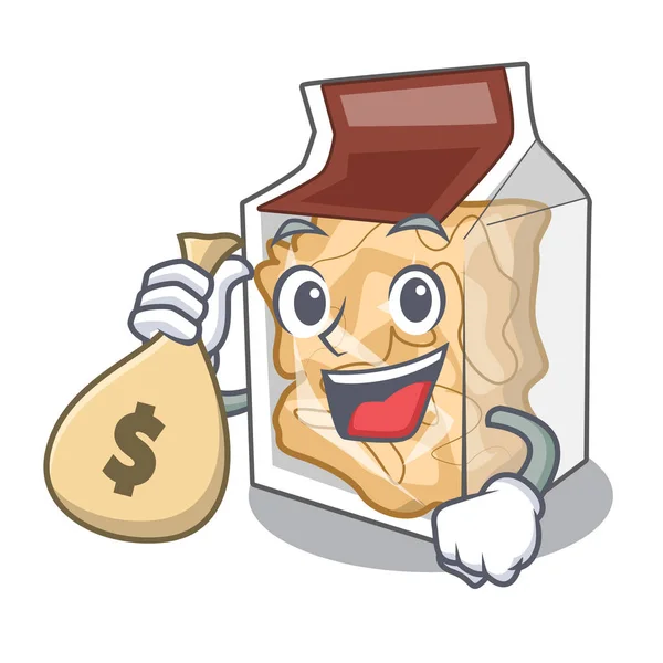 With money bag pork rinds isolated in the cartoon — Stock vektor