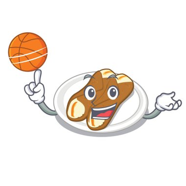 With basketball cannoli is served on mascot plate